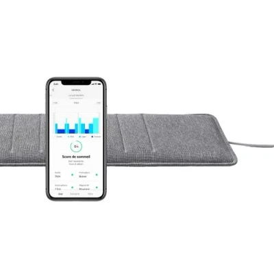Abbildung von Withings Sleep Analyzer klinisch validierter Schlaftracker für unter die Matratze mit Schlafapnoe Erkennung und Schlafphasenanalyse, Grau, 1 Stück (1er Pack)