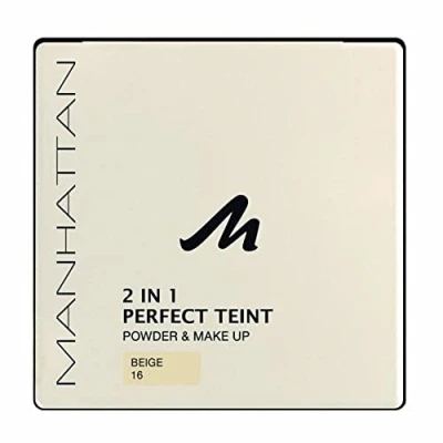 Abbildung von Manhattan 2 in 1 Perfect Teint Powder Puder und Make up einem für einen absolut ebenmäßigen Farbe Beige 16 , 9g (1er Pack)
