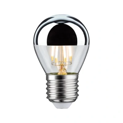 Abbildung von Paulmann 28668 LED Lampe Filament Tropfen 4,8W Leuchtmittel Kopfspiegel Silber 2700K Warmweiß dimmbar E27, 1 Stück (1er Pack), Black