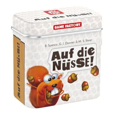 Abbildung von Game Factory 646273 Auf die Nüsse, das knackige Würfelspiel, Mini Spiel in handlicher Metalldose, Reisespiel, für Erwachsene und Kinder ab 8 Jahren