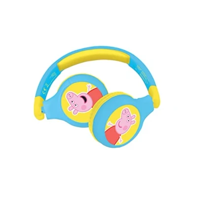 Abbildung von Lexibook Peppa Pig 2 in 1 Audio Kopfhörer mit Bluetooth und Kabel, Stereo, drahtlos, verkabelt, begrenzter Klang, zusammenklappbar, verstellbar, wiederaufladbarer Akku, gelb/blau, HPBT010PP