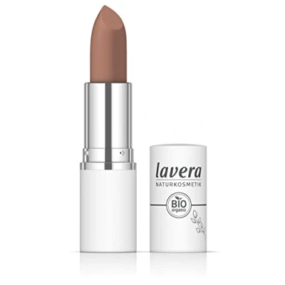 Abbildung von lavera Comfort Matt Lipstick Warm Wood 02 Intensive Farbe Mattes Finish Angenehmes Tragegefühl Bis zu 6 Stunden Halt vegan Naturkosmetik (1x 18,2 g)