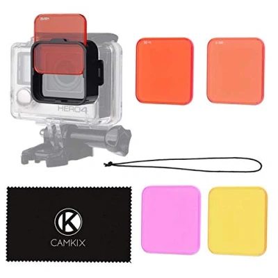 Abbildung von CAMKIX Objektivfilter Set kompatibel mit GoPro Hero 4 Black, Silver Hero+ LCD, und 3+ Verbessert die Farben bei verschiedenen Unterwasser Videos Fotografien