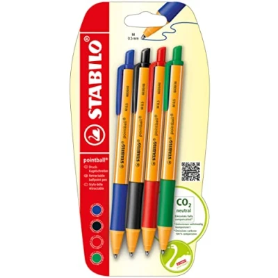 Abbildung von STABILO Druck Kugelschreiber pointball 4er Pack blau, schwarz, rot, grün