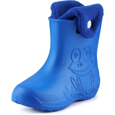 Abbildung von Ladeheid EVA Kinder Jungen Mädchen Gummistiefel Regenschuhe gefüttert Regenstiefel Gummischuhe LA CA 04 (Blau/Marineblau, 28/29 EU)