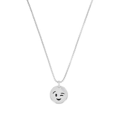 Abbildung von s.Oliver Kette mit Anhänger Edelstahl Jungen Kinder Halsschmuck, 40+3 cm, Silber, Smiley, Kommt in Schmuck Geschenk Box, 2034938