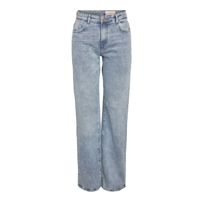 Abbildung von Noisy may Damen Wide Leg Jeans Normal Waist Straight Denim Stretch Hose Stoned Design NMYOLANDA