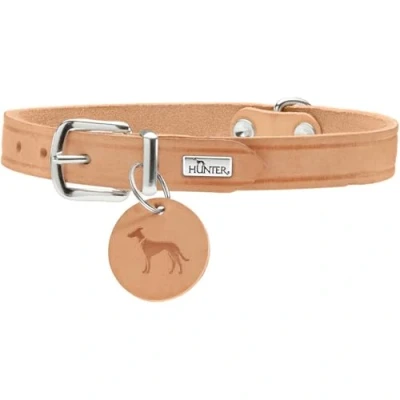 Abbildung von HUNTER Aalborg Hundehalsband, Leder, schlicht, robust, komfortabel, 37 (XS S), natur
