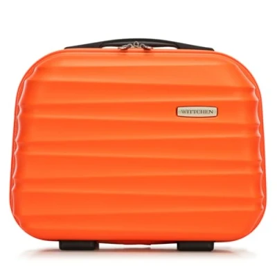 Abbildung von WITTCHEN Kosmetikkoffer Reisekoffer Handgepäck Kabinengepäck Rollkoffer Hartschale aus ABS Zahlenschloss Reisegepäck Kulturbeutel Kosmetiketui Kosmetiktasche Damen Groove Line orange