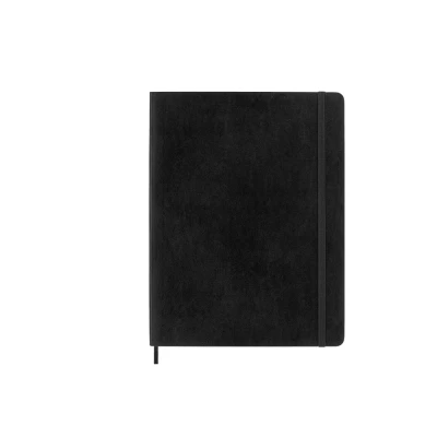 Abbildung von Moleskine Klassisches Notizbuch, Kariertes Weicher Einband und Elastischer Verschluss, Größe XL 19 x 25 cm, Farbe Schwarz, 192 Seiten