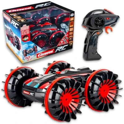 Abbildung von Carrera 2,4 GHz All Terrain Stunt Car Water amphibisches ferngesteuertes Auto Spritzwassergeschützt Bis zu 10 km/h Rasante Stunts &amp; Überschläge Extra große Reifen Ab 6 Jahren