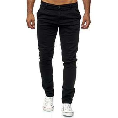 Abbildung von Elara Herren Chino Hose Slim Fit Stretch Chunkyrayan MEL009 Schwarz 36/34