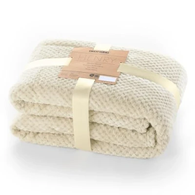 Abbildung von DecoKing Kuscheldecke 220x240 cm beige Decke Microfaser Wohndecke Tagesdecke Fleece weich sanft kuschelig skandinavischer Stil Cappuccino Henry