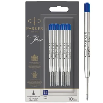 Abbildung von Parker Ballpoint Pen Refills Medium Point Blue QUINKflow Ink 10 Count