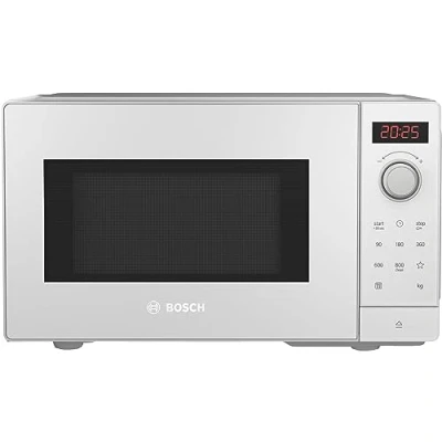 Abbildung von Bosch FFL023MW0 Serie 2 Mikrowelle, 26 x 44 cm, 800 W, Drehteller 27 Türanschlag Links, AutoPilot 7 Automatikprogramme, Reinigungsunterstützung, LED Touchdisplay, Weiß