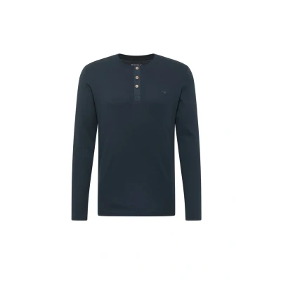 Abbildung von MUSTANG Herren Langarmshirt ARMINTO Slim Fit S 6XL Blau Schwarz Baumwolle, Größe:XL, Farbe:Carbon 4135