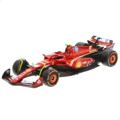 Abbildung von BBURAGO Ferrari SF 24 Charles Leclerc #16 2024 Realistisches Auto im Maßstab 1:43, geführt von Leclerc, offizielles Lizenzprodukt, Empfohlenes Alter 3+ Jahre