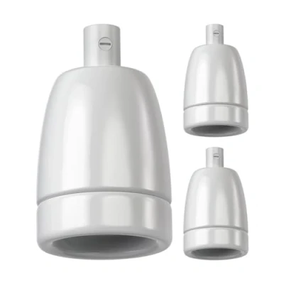 Abbildung von ledscom.de 3 Stück E27 Fassung, Porzellan, weiß, 230V AC, max. 300W