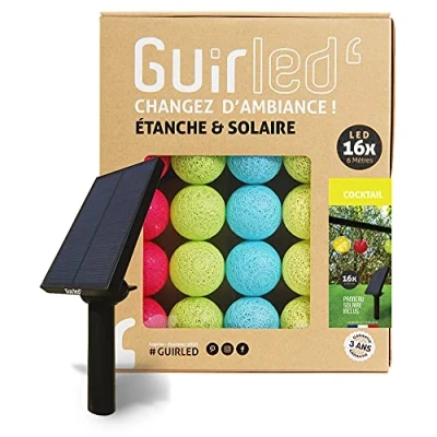 Abbildung von GuirLED Außengirlande mit Lichtkugeln LED Guinguette Wasserdicht IP65 Hocheffizientes Solarpanel Automatisches EIN/AUS 16 Kugeln 3 m Cocktail