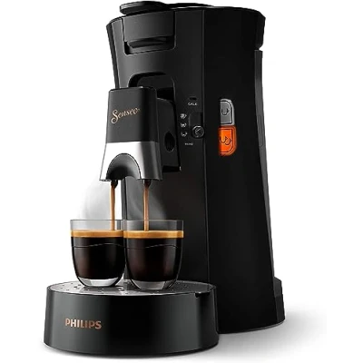 Abbildung von PHILIPS Senseo Select, Kaffeepadmaschine Kaffeestärkewahl Plus, Memo Funktion, Aus Recyceltem Plastik, 0.9 Liter, Schwarz (CSA240/60)