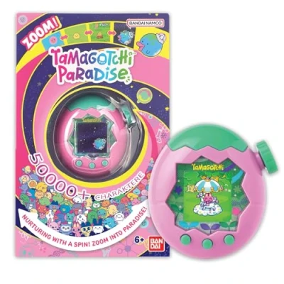 Abbildung von Bandai Tamagotchi Paradise Erde Virtuelles Haustier zum Aufziehen Interaktives Spielzeug auf Deutsch, Zoom Modell in Rosa und Grün für Kinder ab 6 Jahren 43421