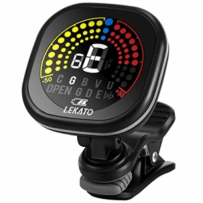 Abbildung von Clip On Tuner, LEKATO wiederaufladbarer Gitarren digitaler Stimmgerät, Ukulele elektrischer und akustischer chromatischer Tuner für Gitarren, Bass,Violine, Stimmmodus