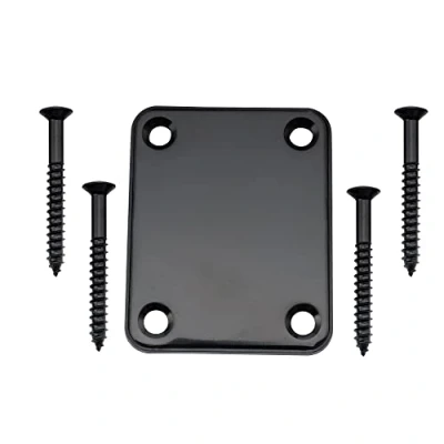 Abbildung von Musiclily Metall 4 Loch Gitarren Halsplatte für Fender Strat Tele Style E Gitarre oder Bass, Schwarz