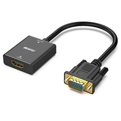 Abbildung von BENFEI HDMI Buchse auf VGA Stecker Adapter mit 3,5 mm Audio Klinkenstecker, Unidirektional Computer zu Monitor/TV Adapter, kompatibel TV Stick Laptop PC Raspberry Pi Roku Xbox