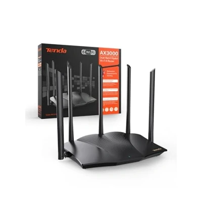 Abbildung von Tenda RX12 Pro Wi Fi 6 WLAN Router(AX3000 Dualband 5GHz: 2402Mbps+2,4 GHz: 574Mbps)5*6dBi High Gain Antennen, Gigabit LAN/WAN Port, WPA3, MU MIMO+OFDMA,WiFi+Mesh, VPN, APP, keine DSL Funktion, Schwarz