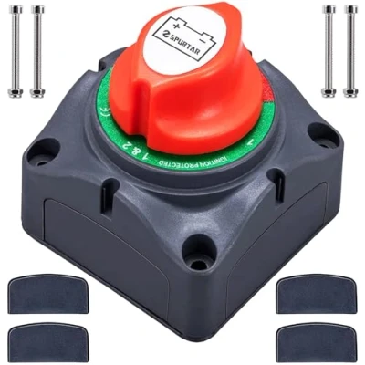 Abbildung von Batteriehauptschalter 1 2 Both OFF Spurtar Batterietrennschalter Autobatterie Hauptschalter Batterie Schalter 12V 24V 48 Volt, Wasserdicht für Boot Motorrad Yacht Auto KFZ Marine Caravan