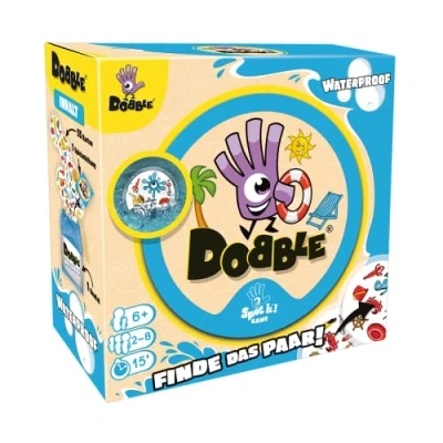 Abbildung von Zygomatic, Dobble Waterproof, Eco Sleeves, Familienspiel, Kartenspiel, 2 8 Spieler, Ab 6+ Jahren, 15 Minuten, Deutsch