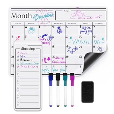 Abbildung von Amazon Basics Magnetische, trocken abwischbare WhiteboardFolie, Kalender, 30,5 cm x 43,2 cm, Weiß