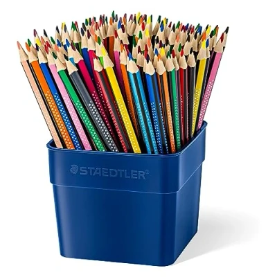 Abbildung von STAEDTLER Buntstifte, hohe Bruchfestigkeit und ergonomische Soft Oberfläche, Köcher mit 144 Buntstiften in 12 Farben, 187 T144