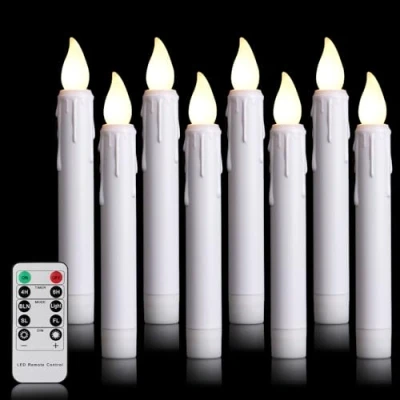 Abbildung von FREEPOWER 8er Weiß LED Stabkerzen mit Fernbedienung Timer Flackern Batteriebetrieben Flammenlose Tafelkerzen Warmweiß Dimmbar Weihnachtsdeko, Outdoor Wasserdicht, 2 x 17cm