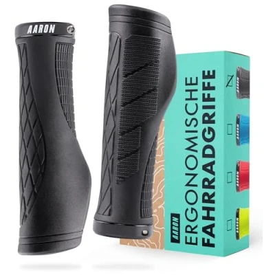 Abbildung von AARON Fit Fahrradgriffe mit dämpfender Auflagefläche ergonomische Lenkergriffe aus rutschfestem Gummi softe Handgriffe geeignet für E Bike, Trekkingrad, Mountainbike, Tourenrad