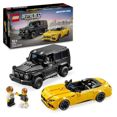 Abbildung von LEGO Speed Champions Mercedes AMG G 63 &amp; SL 63, Bauset mit 2 Spielzeug Autos und Fahrer Minifiguren, Geschenk für Jungen Mädchen, Modellauto Set, Rennwagen 76924