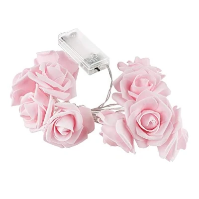 Abbildung von Ideen Mit Herz LED Lichterkette Rosen 10 Lichter warmweiß Timer Funktion (6 Stunden AN 18 AUS) (rosa)