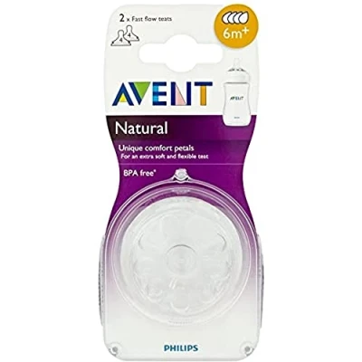 Abbildung von Philips Avent Natural Sauger für Flaschen SCF044/27, schneller Nahrungsfluss 6m+, 2er Pack