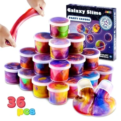 Abbildung von JOYIN Slime Party Favors, 36 Pack Galaxy Cup Favors dehnbar, Nicht klebrig, Mess Free, Stress Relief, und sicher für Mädchen Jungen Klassenzimmer Belohnung