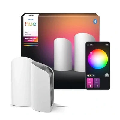 Abbildung von Philips Hue Play Smart Wall Washer Weiß, Weißes &amp; farbiges Licht mit ColorCast Technologie, Bluetooth kompatibel, Sprachsteuerung Alexa, Apple Home Google Assistant, 2er Pack