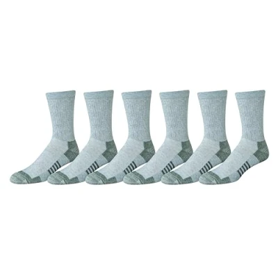 Abbildung von Amazon Essentials Herren Sportliche Crew Sportsocken aus gepolsterter, atmungsaktiver Funktionsbaumwolle, 6 Paar, Grau, 38.5 46