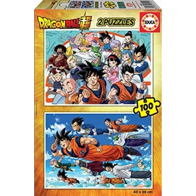Abbildung von Educa Puzzle 100 Teile Dragon Ball Super, Set 2 x Teile, Kinderpuzzle ab 6 Jahren, Mehrfarbig (18214)