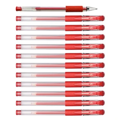Abbildung von OFFICER PRODUCTS DONAU Gelkugelschreiber Gelstifte Kugelschreiber Gelschreiber/Geltinte Farbe: Rot Classic/ 12 Stück (12er Pack)/ Kugeldurchmesser: 0,5 mm/Wasserfeste und Nicht verblassende Tinte