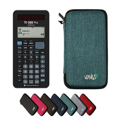 Abbildung von TI 30X Pro MathPrint inkl. WYNGS Schutztasche Türkis Wissenschaftlicher Taschenrechner Basic Set