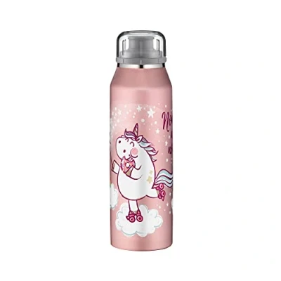 Abbildung von alfi KIDS ISO BOTTLE 500ml, unicorn, Isoliertrinkflasche Kinder Edelstahl, absolut dicht mit Drehverschluss, hält 12 Std. heiß, 24 kalt, für Kohlensäure, ohne Fingerabdrücke, BPA frei