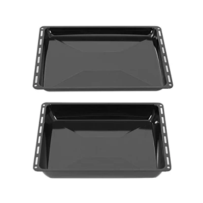 Abbildung von ICQN 465 x 370 30 und 60 mm Backblech Set, Passend für Bosch Neff Constructa, 2er Emaillierte Fettpfanne Backofen, Kratzfest &amp; Rosfrei, 46,5 37 3 6 cm