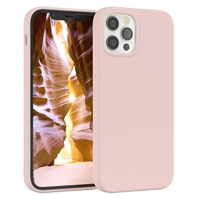 Abbildung von EAZY CASE Premium Silikon Handyhülle kompatibel mit iPhone 12/12 Pro, Slimcover Kameraschutz und Innenfutter, Silikonhülle, Schutzhülle, Bumper, Handy Case, Hülle, Softcase, Altrosa, Rosa