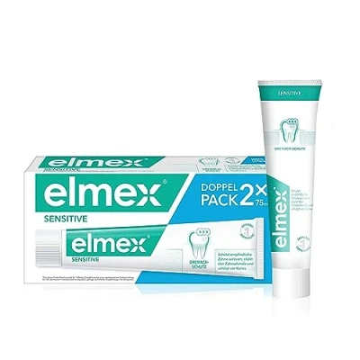 Abbildung von elmex Zahnpasta Sensitive 2x75ml sanfte Zahnreinigung und Schutz für schmerzempfindliche Zähne klinisch bestätigt starke gegen Karies