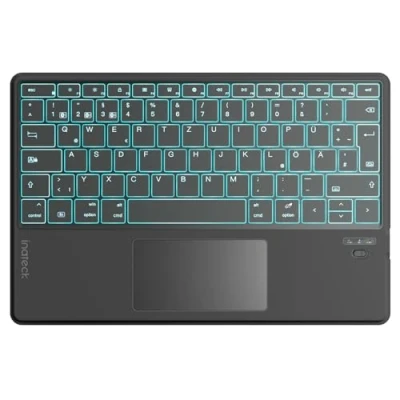 Abbildung von Inateck Tablet Tastatur mit Touchpad,KI Funktion,Ultra Slim für Windows, iPad OS, Android, iOS Systeme,7 Farbiger Hintergrund Beleuchtung,Unterstützen Selbst Entwickelte App,QWERTZ,KB01104