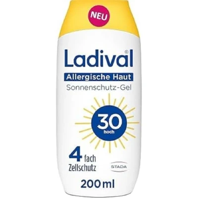Abbildung von Ladival Sonnenschutz Gel LSF30 für allergische Haut Sonnencreme bei Sonnenallergie &amp; Mallorca Akne, wasserfest, fettfrei, 4 fach Zellschutz, korallenfreundlich, leichte Formel